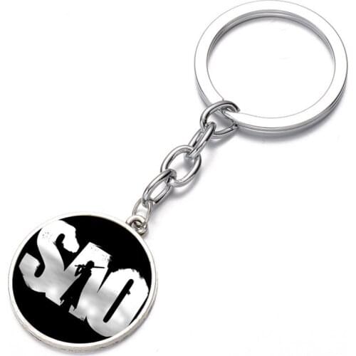 Anime SAO Sword Art Online Keychain Character Punk Art Glass Cabochon Pendant Key Holder High Quality Pendant Keyring Pendant