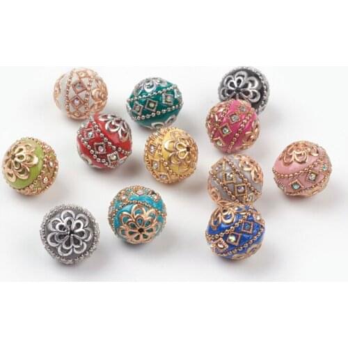 5pcs 20mm Colorful Handmade Indonesia Beads with Metal Findings Round For DIY Jewelry Making Bracelet Necklace Craft Supplies