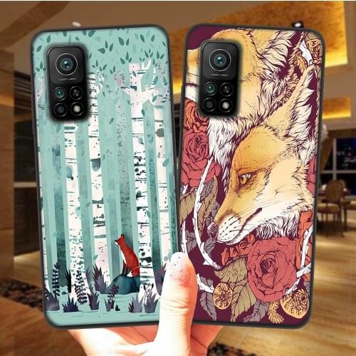 Birches Wish Kitsune Fox Deer Phone Case For Xiaomi Mi 10T Lite 10 Ultra Redmi Note 9S 7 8 9 Pro 8T Black Soft Silicone Cover