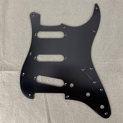 FLEOR Black Metal Aluminum Pickguard Anodized SSS Guitar Pick Guard Scratch Plate with Screws for 11 Hole ST