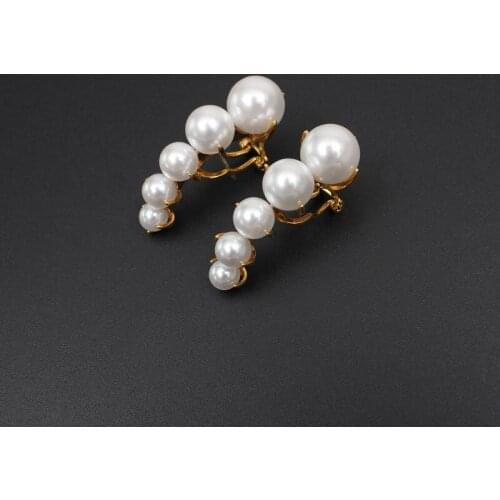 French style pearl modeling fashion half moon earrings 925 silver ear rings for women