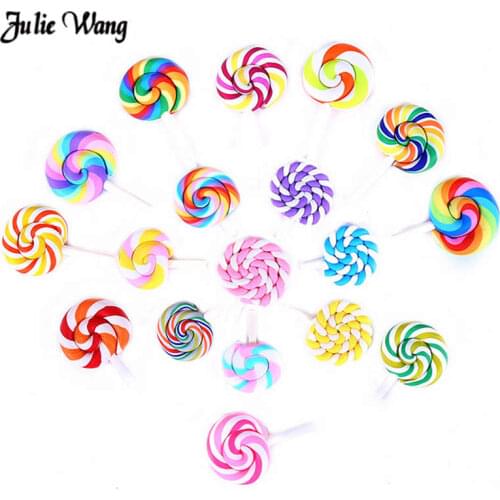 Julie Wang 10pcs Lollipop Charms Cabochon Flatback Random Candy Stationery Box Phone Case Decor Accessory DIY Craft Ornament