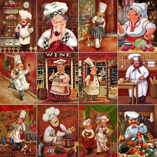 XUEQIXIAOZU Full Round Chef Diamond Embroidery 5D DIY Diamond Mosaic Painting Home Decoration Gift Brain Game 2020 New Explosion