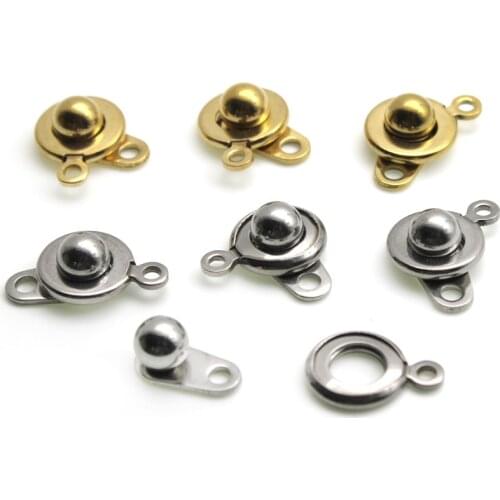 10Sets Stainless Steel Round Buttons Clasps Fastener Bracelet Necklace Toggle Clasp Connector For Jewelry Making Diy Accessories