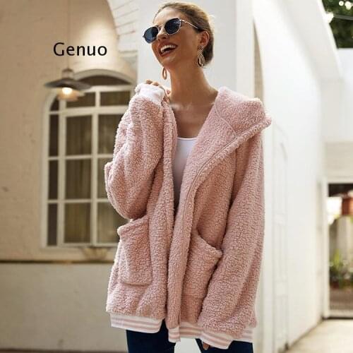 Hot Style Womens Top Overcoat Hooded Woolly Coat Long Top Woman