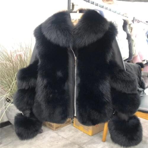 Fashion Real Fur Coat Women Short Style Genuine Leather Fox Fur Coat High Quality Winter Warm Big Fox Fur Coat
