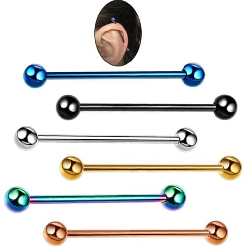 MOSRSA 1Piece Stainlee Steel Ear Piercings Industrial Barbell Earrings Plugs Tragus Septum Piercing Ear Gauge Body Jewelry