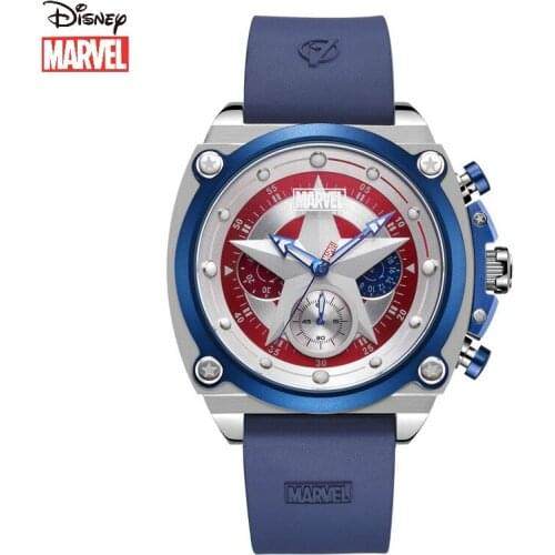Disney Marvel Mens Watch American Captain Quartz leather trend sports personality six pin wristwatch