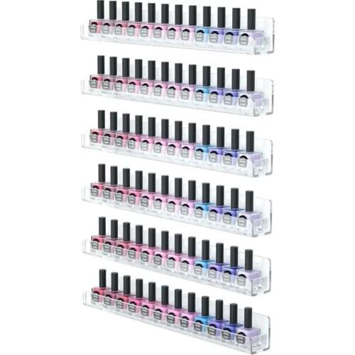 Nail Polish Display Organizer Rack Cosmetic Six Layers Wall-mounted Shelf Transparent Anti-sliding Durability Multifunctional