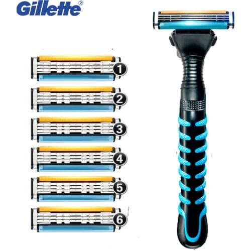 Original Gillette Vector 3 Safety Razor Shaving Razor Blades Beard Shave Shaver Razor Blades1 Razor Handle 1blade+6blades