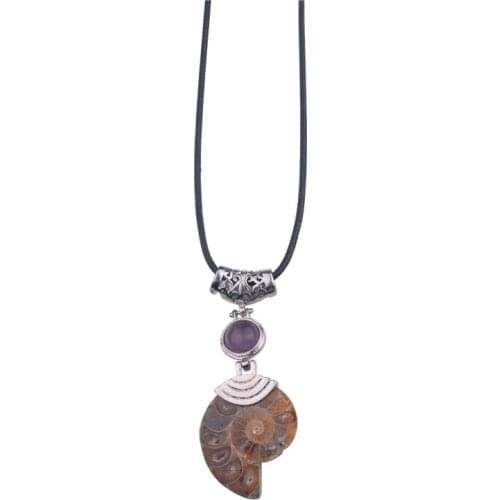Natural Ammonite necklaces & pendants with Lapis Lazuli Beads Stone Jewelrcollier christmas gifts