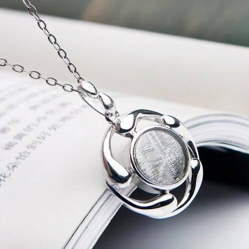 Genuine Natural Gibeon Meteorite Stone Women Man Charm Gold Heart Shape Pendant 20x8 mm