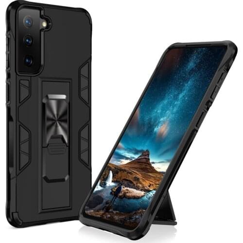 Shockproof Armor Bumper Case For Samsung Galaxy S21+ 5G S21 Ultra Metal Car Magnetic Stand Back Cover for S21 Plus Coque Fundas
