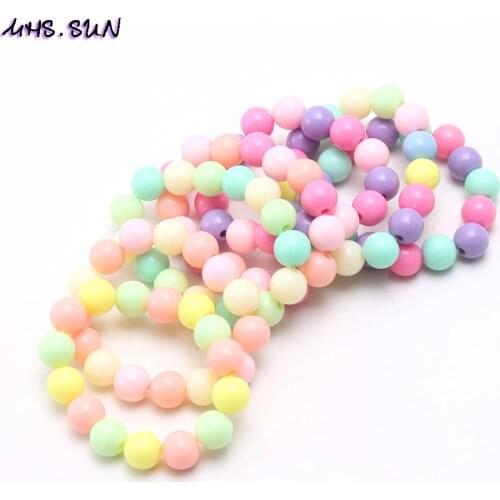 MHS.SUN Cute Girls Kids Beads Elastic Bracelets Colorful Child Baby Chunky Beaded Bracelete For Party Jewelry 7Pcs/lot