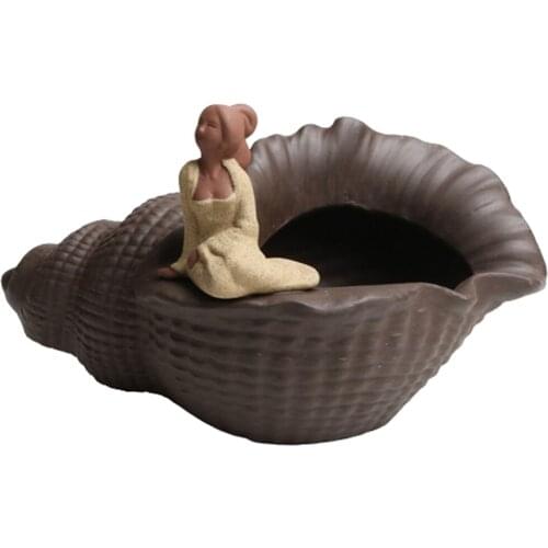 Modern And Simple Home Desktop Decoration Potted Ceramic Purple Sand Conch Girl Snail Succulent Plant Pot Creative