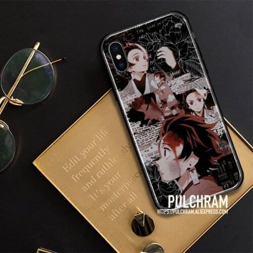 Tanjiro Kamado Kimetsu no Yaiba Glass Soft Silicone Phone Case Cover Shell For iPhone SE 6s 7 8 Plus X XR XS 11 12 Mini Pro Max
