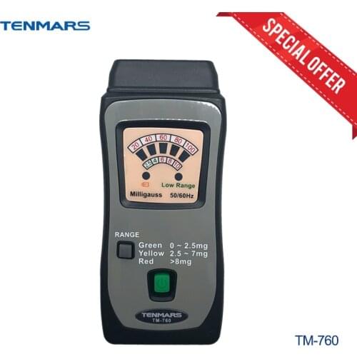 Tenmars TM-760 Mini Gauss meter low frequency electromagnetic wave detector LED Instructions Free Shipping 10/100mG Audio Alarm