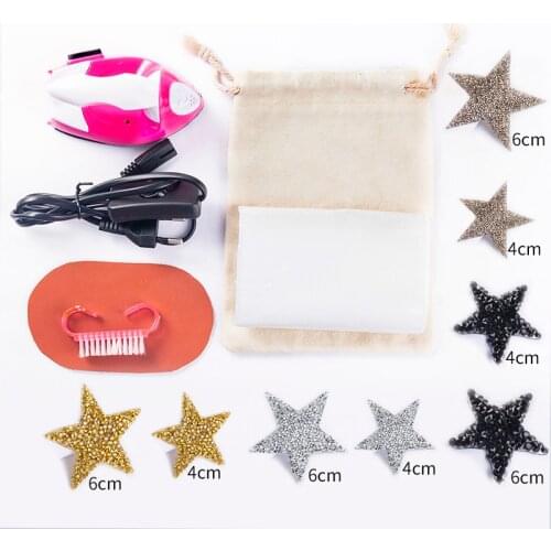 7pcs Mixed Color Hotfix Jet Hematite Star Rhinestone Iron on Patches Letters for Clothing Badge Paste For Clothes Bag Pant Shoes