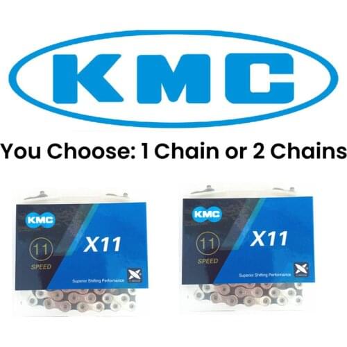 1 or 2 Pack KMC X11 11 Speed Bike Chain Nickel fits Shimano SRAM Campagnolo X11.93 Silver Bicycle Chain with Magic Button