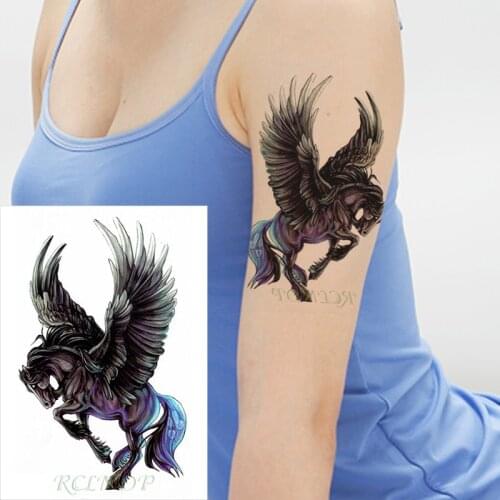 Waterproof Temporary Tattoo Stickers Pegasus wings horse animal Fake Tatto Flash Tatoo Body Art tattoos for Girl Women Men kid