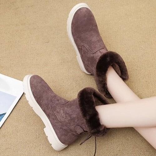 2021 Women Winter Snow Boots Womens Warm Short Plush Ankle Boots Ladies Platform Flat Female Comfortable Shoes Plus Size