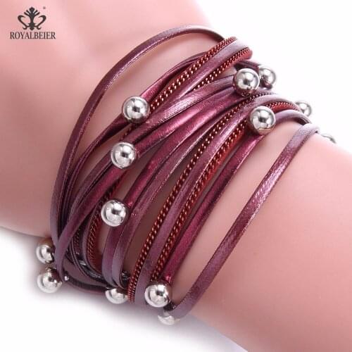 1pcs Multiple Layers Bracelet Fashion Charms Leather Bracelet For Women Vintage Bracelet&Bangle Party Wrist Jewelry XMS Gift