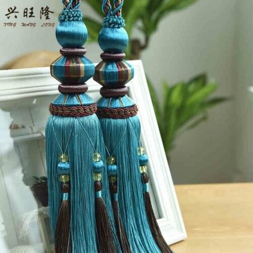 XWL 2Pcs Curtain Tiebacks Tassel Fringe Hanging Belts Ball Buckle Curtain Accessories Decorative Strap Ropes Tieback Hook Holder