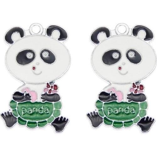 4pcs Kawaii Necklace Bracelet Dangle Drop Earring Small Accessory fashion earring pendant bracelet charm enamel panda charms