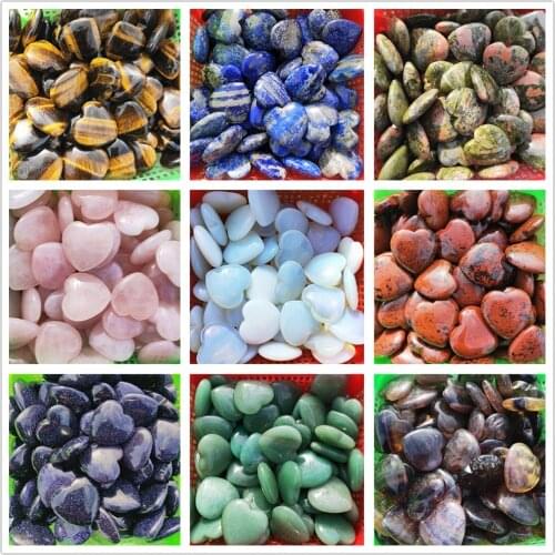 4pcs All kinds of stone Crystal Hearts Natural quartz Gemstone Hearts Healing
