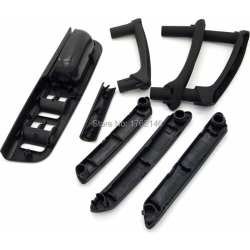 5PCS High Quality Black Interior Door Pull Handle Window Control Panel Handle With Trim Cover LHD For VW Passat B5 98-2005