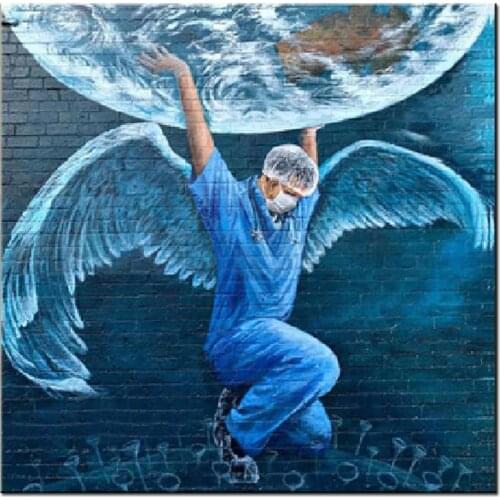 5D Diy Diamond Painting Full Round Drill Doctor Angel Saves Life Mosaic Art Diamond Embroidery Earth Picture Wall StickerZP-3060