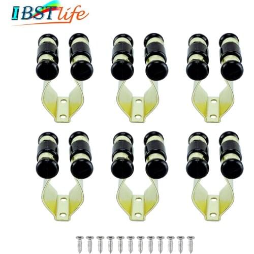 6X Gilding Metal Fishing Rod Clips Club Positioning Clamps Holder Accessories Fixing Rack Wall Mount Rod Collection Rack Storage