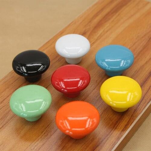 7PCS Cabinet knobs and handles Ceramic Drawer Knobs Round Shape For Wardrobe Dresser Kids room (With Screws)