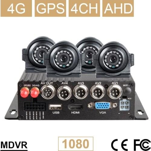 Free Shipping 4CH 4G LTE GPS Positioning SD Car Dvr Mobile Dvr +4Pcs Front/Side/Left/Right View Waterproof CCTV Car Camera