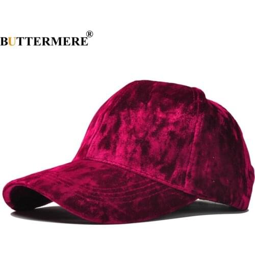 BUTTERMERE Brand Burgundy Velour Baseball Cap For Women Designer Adjustable Baseball Hat Korean Casual Hat And Cap Gorra Beisbol