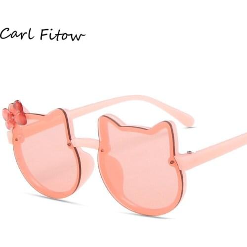 Childrens Sunglasses Colorful Cartoon Kitten Personality Shiny Fashion Bow Eyewear Boys Girls Luxury Brand Designer 2021 New