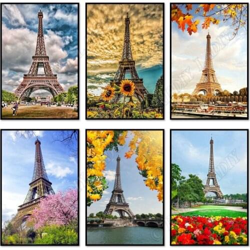 DIY Diamond Painting Paris Landscape Full Square / Round Mosaic Pattern Diamond Art Home Decor Crystal Rhinestones Cross Stitch