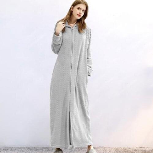 2020 Autumn Winter Flannel Bathrobe Women Zip Warm Bath Robes for Women Thick Long Pajama Robe Male Men Loose Sexy Nightwear