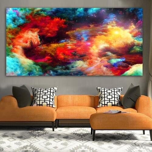 WANGART Canvas Print Abstract Watercolor Splattered Splash Textures Colorful Landscape Oil Painting Wall Picture For Living Room