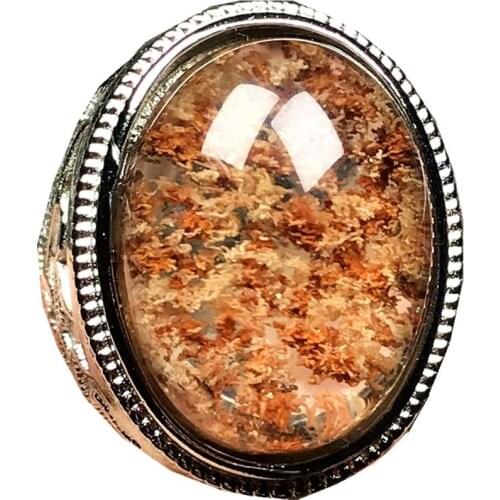 Top Natural Ghost Phantom Quartz Ring Jewelry For Man Clear Crystal Garden 26x20mm Oval Beads Gemstone Adjustable Ring AAAAA