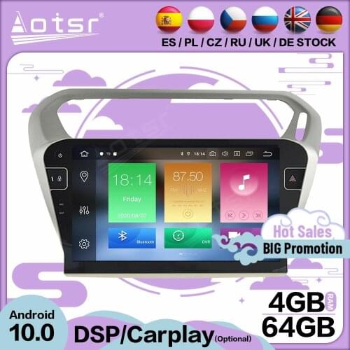 64GB Carplay Multimedia Stereo Android 10 Player For Peugeot 301 2013 2014 2015 2016 GPS BT Audio Radio 2 Din Receiver Head Unit