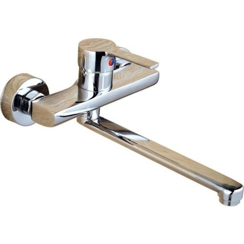 Wall Mounted Kitchen Faucet Lengthened Basin Faucet 360 Degree Swivel Hot Cold Water Mixer Mop Pool Tap Sink Faucet Double Holes