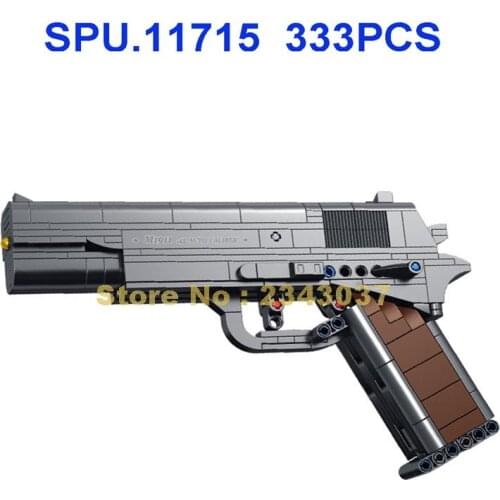 670007 333pcs Military Weapon Gun M1911 Automatic Pistol Building Blocks Toy