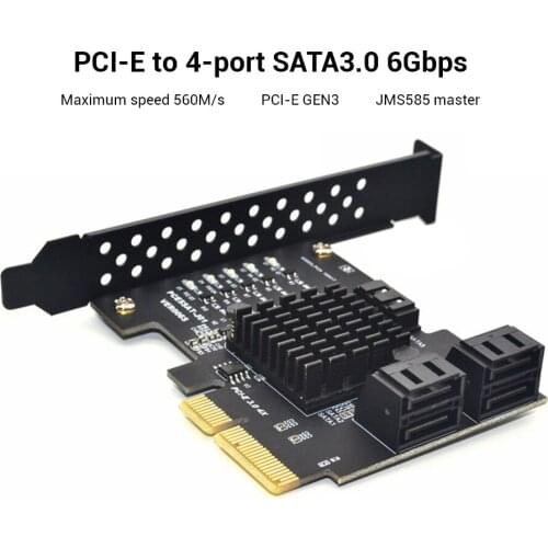 PCI-E 4X GEN3 to SATA 3.0 Expansion Card 5 Port Full Speed 6G Transfer Expansion IPFS Hard Disk JMS585 for Win7/8/10/Linux