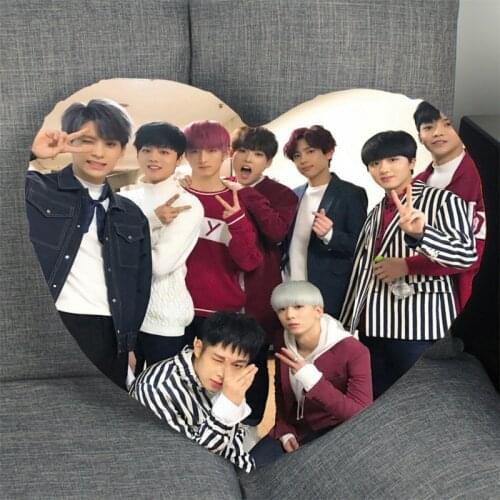 Custom SF9 Kpop Pillow Case Heart Shaped Zipper Pillow Cover Satin Soft No Fade Pillow Cases Home Textile Decorative
