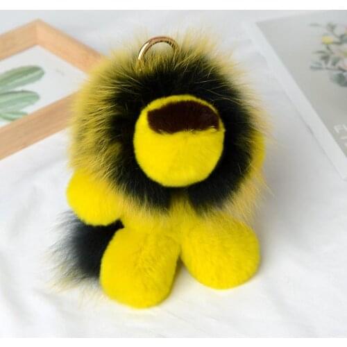 Kawaii Cartoon Animal Chains Fluffy Luxury Rabbit Fur Doll Students' Charm Bag Holder Female Car Ornaments Pendant Keychains New