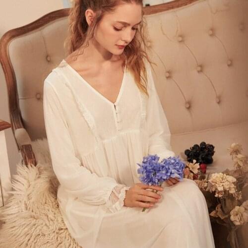 Roseheart Women Homewear Female Cotton White Sexy Sleepwear Nightdress Lace Nightwear Homewear Nightgown Sleepwear Luxury Gown