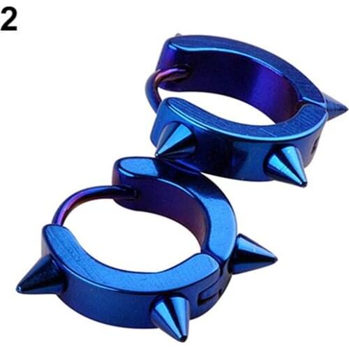 Unisex Titanium Steel Punk Rivet Ear Studs Spike Hoop Huggie Piercing Earrings fashion Gothic Black Stainless Steel Earring