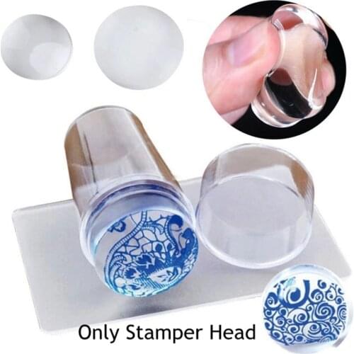 French Nail Template Transparent Silicone Stamps Nail Mold Stamping Template Scraper Transfer Replacement Head Nail Tool Set