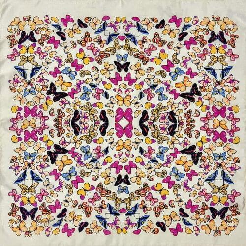 Natural Silk Scarf Women Bandana Female Butterfly Hair Scarf for Women Silk Headband Fashion Womens Square Silk Cool Head Scarf